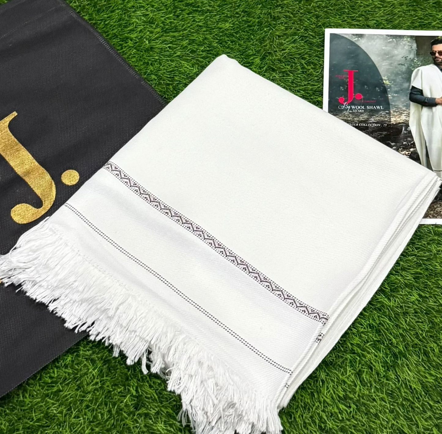 Men's Winter Wool shawl-white 810