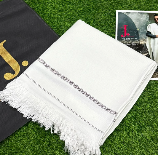 Men's Winter Wool shawl-white 810